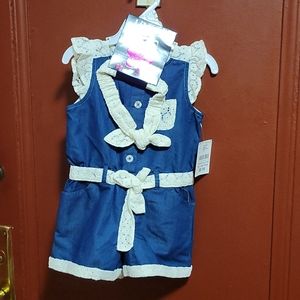 Limited Too Denim Romper With Hair Accessory SZ 2T